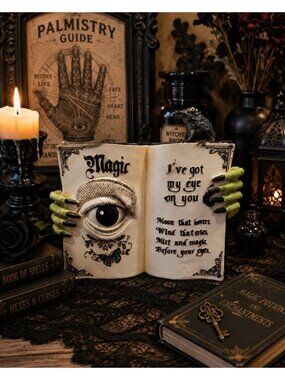 New Magic Spell Book Figurine Evil Eye Frog Halloween Holiday Figurine Decor